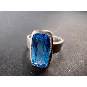 NEW Swiss blue topaz sterling silver ring size 8. 8.17 grams